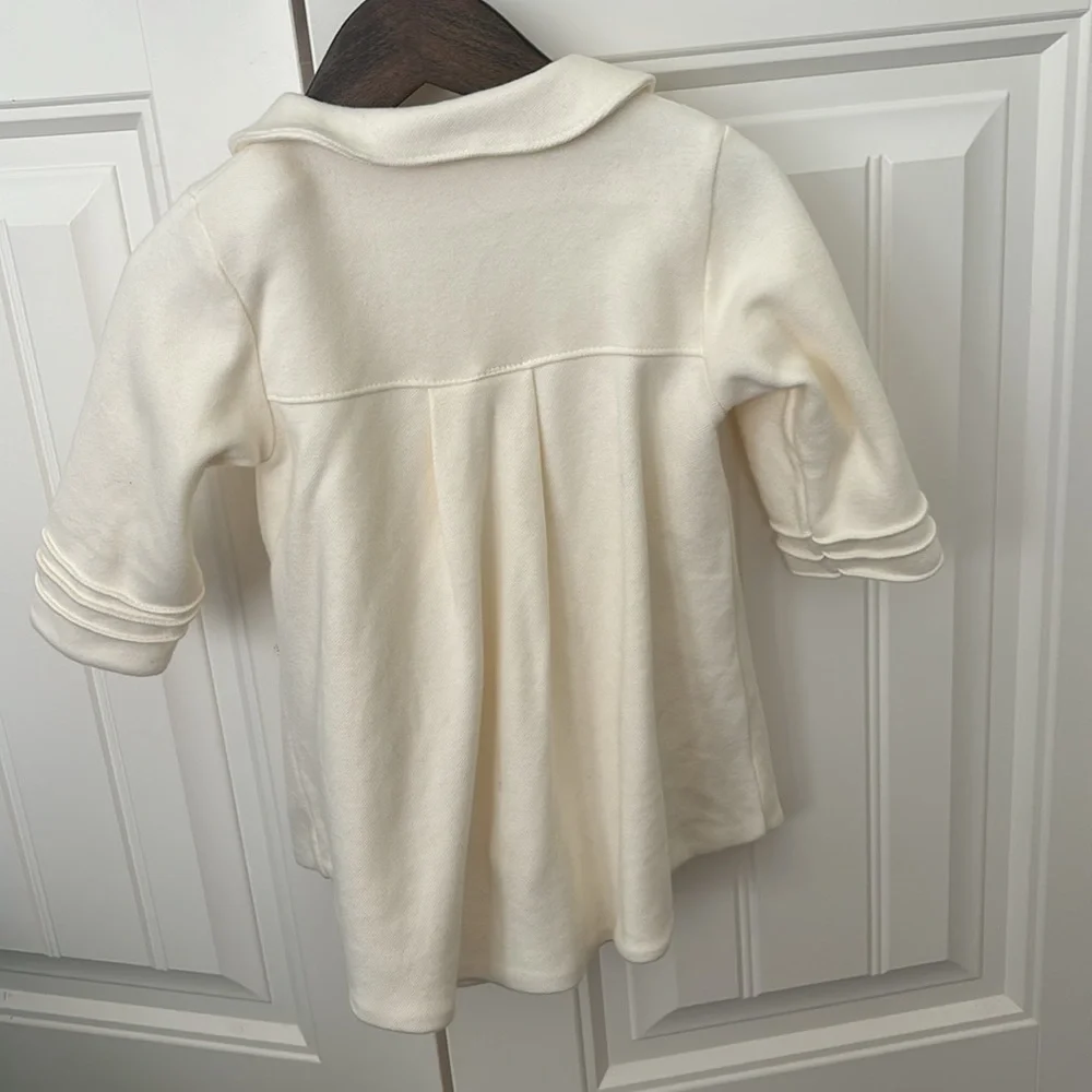 Sofija Girl’s Ivory Cotton Dress Coat with Crystal Buttons - 86cm